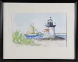 David Lazarus, Sailboat Rounding Brant Point, Watercolor on Paper