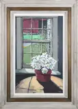 Roy Bailey, Potted Daisies by the Window, Acrylic on Board