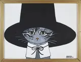 Maggie Meredith, Cat in a Black Hat, Oil on Painting on Masonite