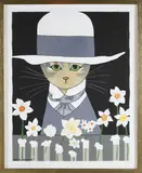 Maggie Meredith, Cat with Daffodils, Oil on Canvas