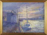 Swain’s Wharf by James Barker, Oil on Artist Board, offered Apr 2025