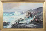 Frank Vining Smith, Evening Surf-Maine, Oil on Masonite Costal Seascape