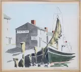 Old South Wharf by Doris and Richard Beer, Watercolor on Paper, offered Apr 2025