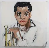 Miles Davis by Betsy Podlach, Oil on Canvas, offered Apr 2025