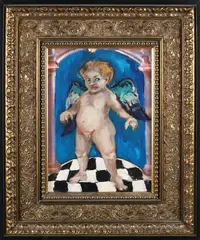 When Putti Go Bad by B. Lynch, circa 1991, Oil on Panel, offered Apr 2025