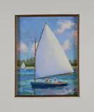 In The Harbor by Victoria Harvey, circa 2015, Oil On Board, offered Aug 2025