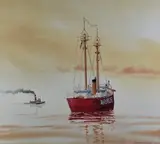 Untitled by Steven Cryan Watercolor and, Gouache Painting of the Lightship Ambrose, offered Aug 2025