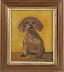 Portrait of a Dachshund Hound by Peter Guarino, Oil, offered Aug 2025