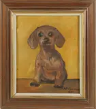 Peter Guarino, Portrait of a Dachshund Hound, Oil