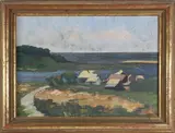 Harding Beach Oyster Shacks, Chatham, Mass by Lorna Underwood, Oil on Canvas, offered Aug 2025