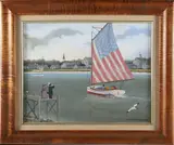 The Catboat Cleopatra in Nantucket by Jim Baker, Oil on Canvas, offered Aug 2025