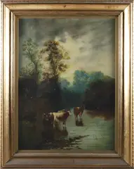 Pastoral River Landscape by J. Fox, circa 1910, Oil on Canvas, offered Aug 2025