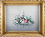Still Life, Garden Flowers by Gideon Eldon Bradbury, Oil on Canvas, offered Aug 2025