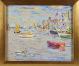 George Thomas, Boat Basin, Nantucket, Pastel on Card