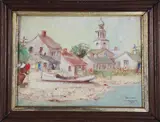 Nantucket Shoreline by E. Morehouse, circa 1947, Oil on Board, offered Aug 2025