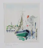 Fishing Boat by Doris and Richard Beer, circa 1943, Watercolor on Paper, offered Aug 2025