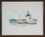 David Lazarus, Sailboat Rounding Brant Point, Nantucket, Watercolor on Paper