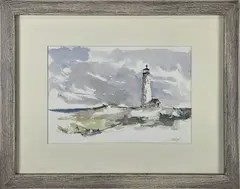 Great Point Lighthouse by David Lazarus, Watercolor on Paper, offered Aug 2025