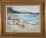 Clara Greenleaf Perry, Cotuit, Brookes And Taussigs, Oil On Panel Seaside Scene