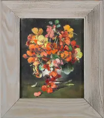 Andrew Shunney, Pansies in a Vase Still Life, Oil on Canvas