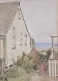 Sconset Lane by Scarce Jane Brewster Reid, Watercolor on Paper, offered Aug 2025
