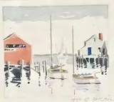 Killens Wharf by Scarce Doris and Richard Beer, Watercolor on Paper, offered Aug 2025