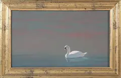 Robert Stark Jr., Swan on the Pond, Oil on Board
