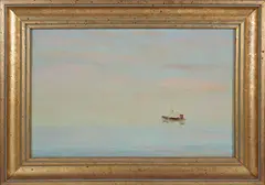 Calm Seascape Where Sky and Water Meet by Robert Stark Jr., Oil on Board, offered Aug 2025