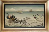 Ralph Cahoon Jr, Racing Home, Oil On Panel