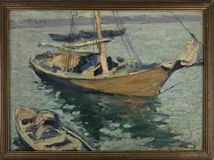 Morris Davidson, Untitled, Oil on Artists Board Impressionist Harbor Painting