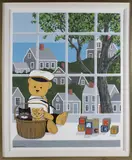 Maggie Meredith, Teddy Bear and Nantucket Blocks, Oil on Canvas
