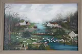 Jan Munro, Washing the Sheep, Nantucket, circa 2015, Mixed Media on Masonite