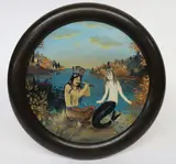 Native American Serenading a Young Mermaid by Early Ralph Cahoon Jr, Oil on Masonite, offered Aug 2025