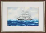 Portrait of the Red Cross Clipper by Bryan Griffiths, circa 1936, Watercolor, offered Mar 2025