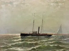 William Halsall, American Yachts, Oil on Canvas Painting