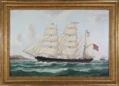 Reuben Chappell, Portrait of the Two-Masted Schooner Atlantic of Borden, Oil on Canvas