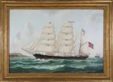 Portrait of the Two-Masted Schooner Atlantic of Borden by Reuben Chappell, Oil on Canvas, offered Aug 2024