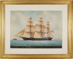 Ship J Wakefield, Robert Crocket Master, 1855 by Francois Joseph Frederic Roux, 1855, Watercolor on Paper, offered Aug 2024