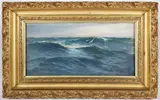 Arthur V Diehl, Gulls Soaring Over Ocean Waves, Oil on Canvas
