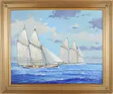 William Lowe, Schooners at Sea, Oil on Canvas