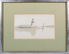 Brant Point Nantucket by Roy Bailey, Watercolor and Pencil on Paper, offered Jul 2024