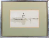 Roy Bailey, Brant Point Nantucket, Watercolor and Pencil on Paper