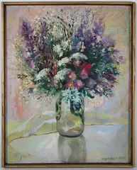 Nantucket Fall Wildflowers by Mary Sarg Murphy, Oil on Linen, offered Jul 2024