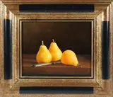 Jean Marie Daneis, Floral Still Life with Pears, Oil on Canvas