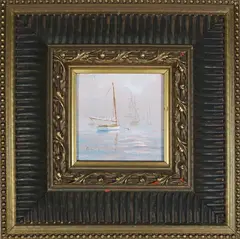 Portrait of a Catboat by G.S Hill, Oil on Wood, offered Jul 2024
