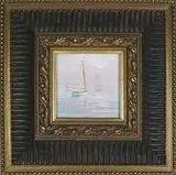 G.S Hill, Portrait of a Catboat, Oil on Wood