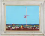 Nantucket Yacht Club Patio by Dr. William Cassebaum, Oil on Canvas, offered Jul 2024