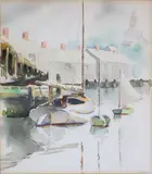Old North Wharf by Doris and Richard Beer, Watercolor on Paper, offered Jul 2024