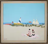 Andrew Shunney, Beach Scene with Sailfish in the Distance