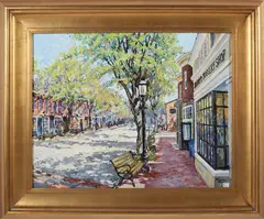 William Welch, Coming Into Town, Murray’s Toggery, Oil on Canvas